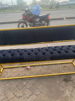 Black 6 Seater Waiting Bench
