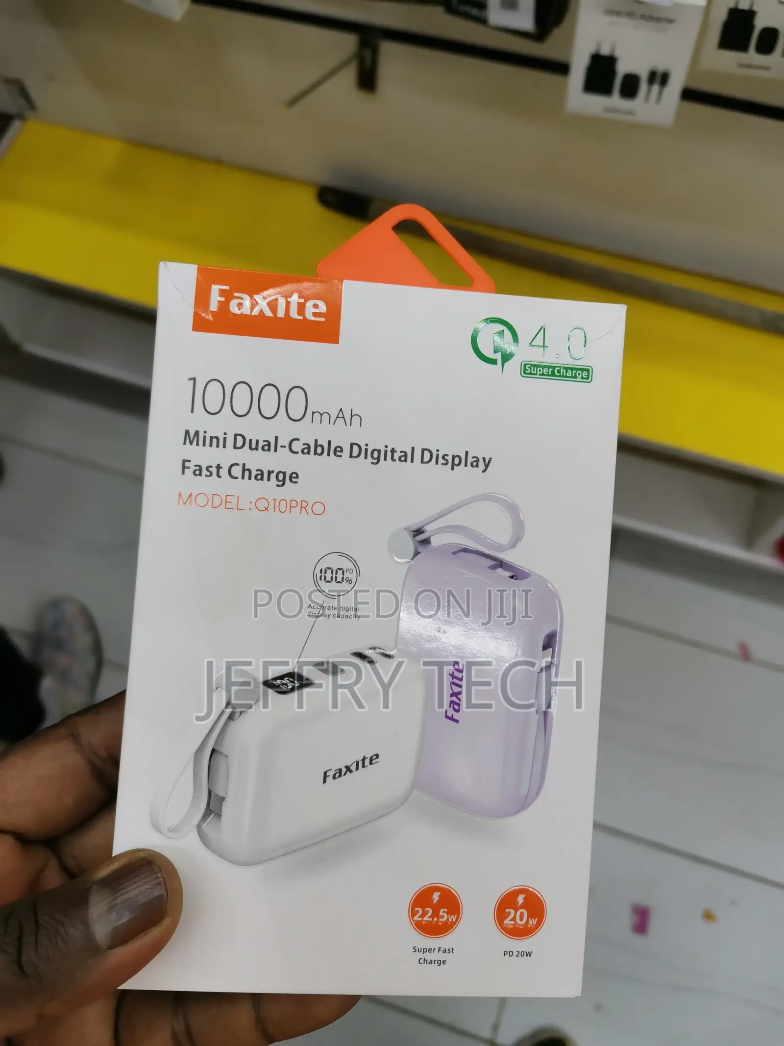 Portable Charger With Built-in Cable, 10000mah Ultra Slim US