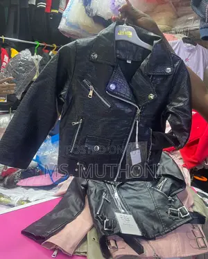 1-4 Years Kids Croc_style Black Leather Jackets