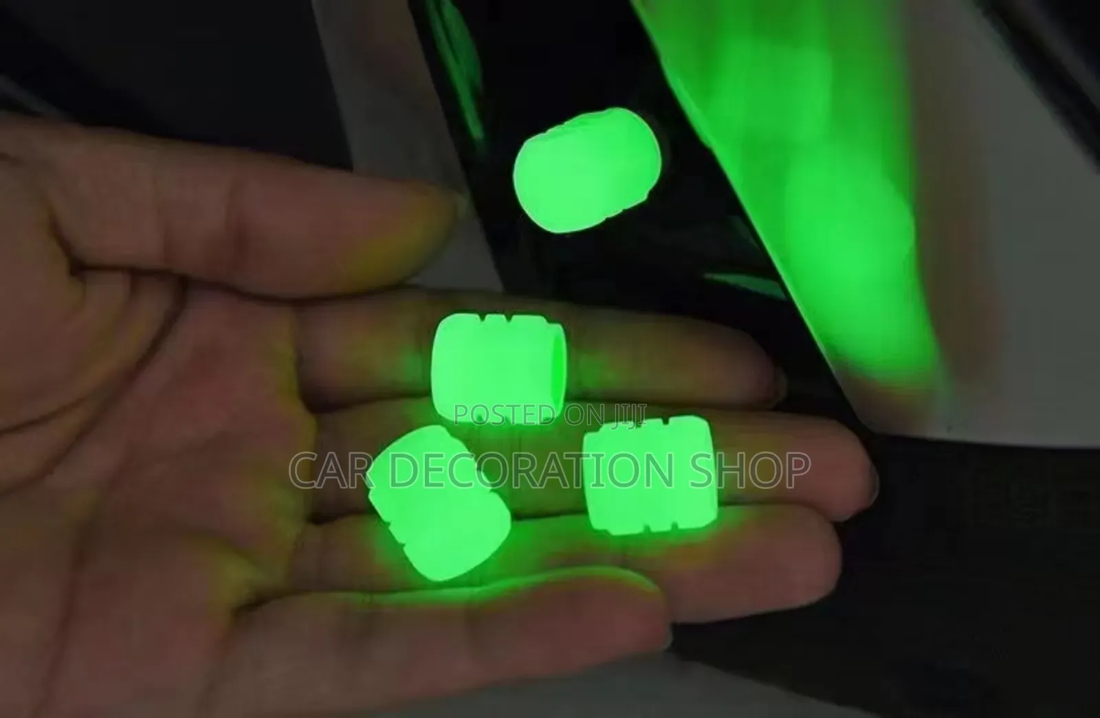 8pc Pack Luminous Green Tire Valve Caps Standard Size