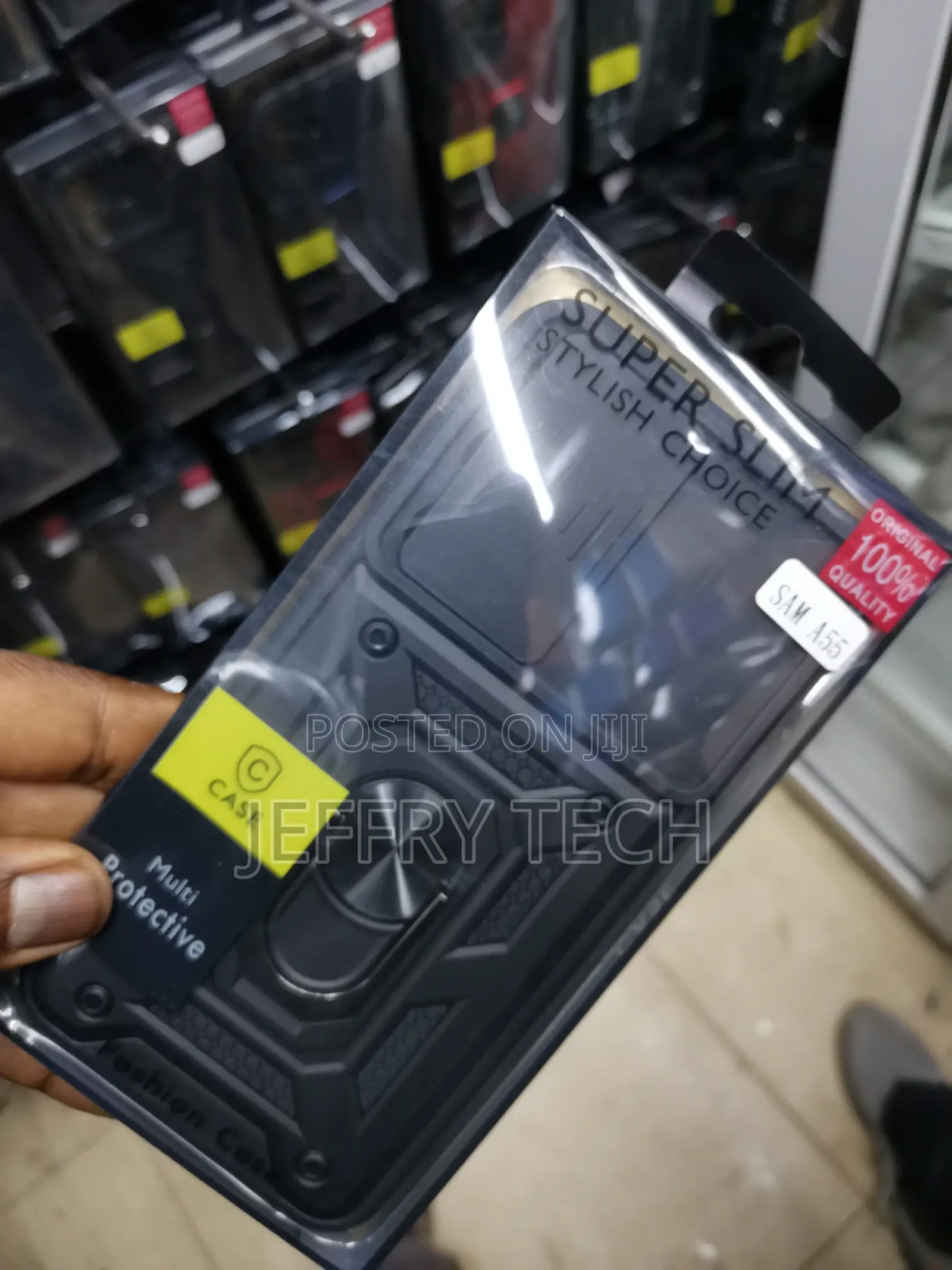 Hard Camshield Cover With Ring Stand for Samsung A55-Black