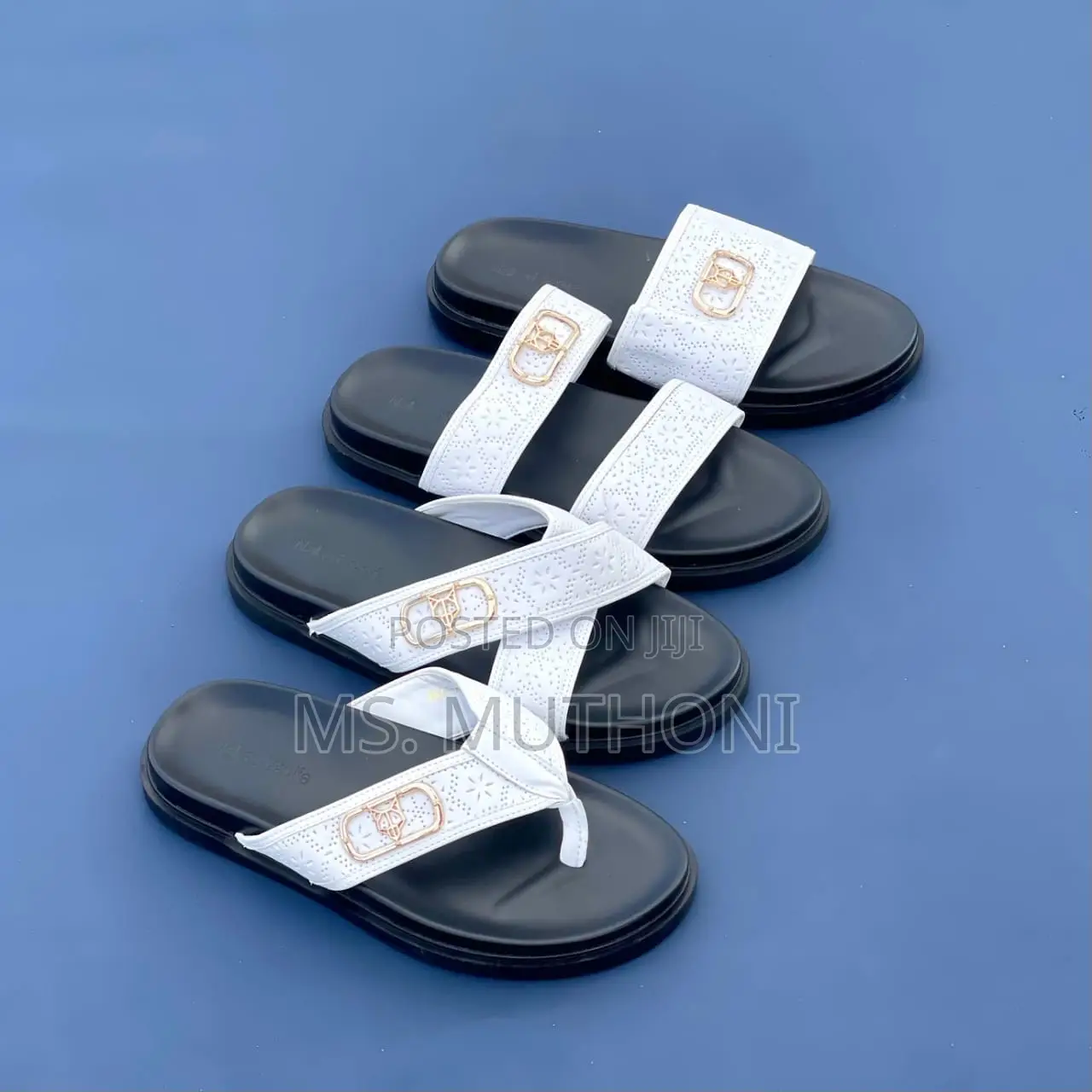Quality White Black Sole Slides /Sandals for Men (39-46)