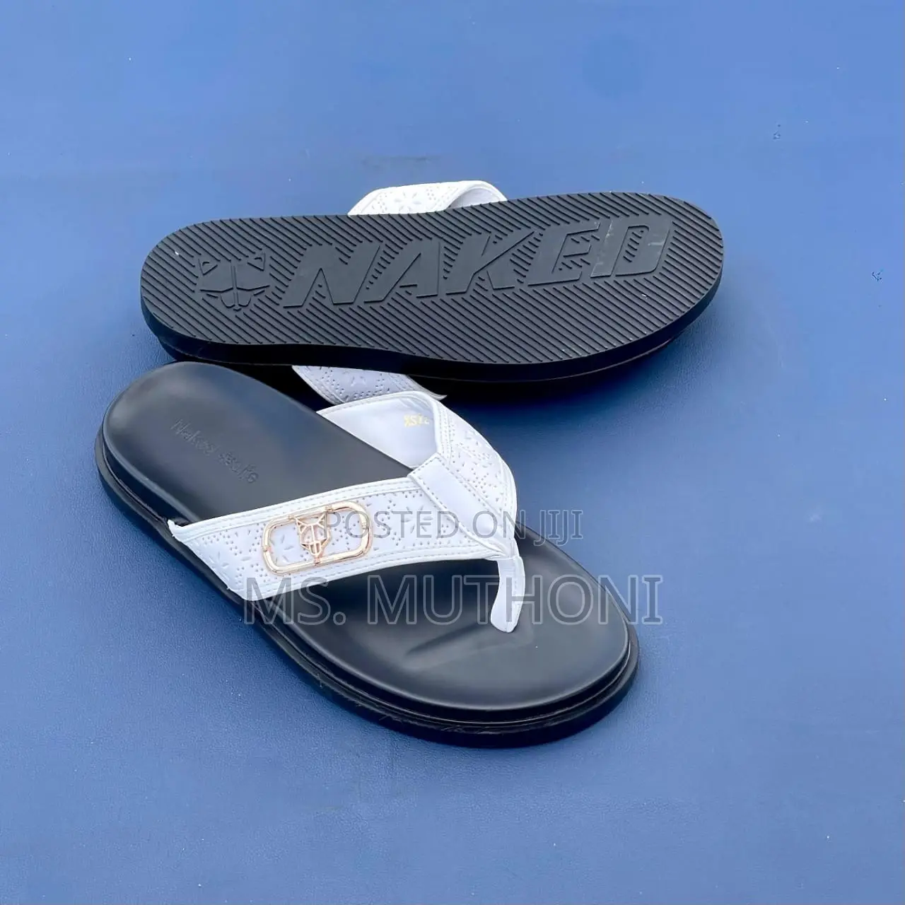 Quality White Black Sole Slides /Sandals for Men (39-46)