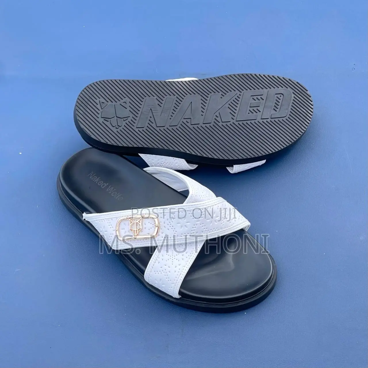 Quality White Black Sole Slides /Sandals for Men (39-46)