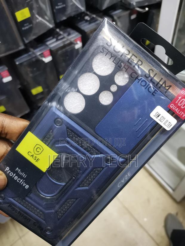 Hard Camshield Case for Galaxy S23 Ultra With Ring -Blue - main view