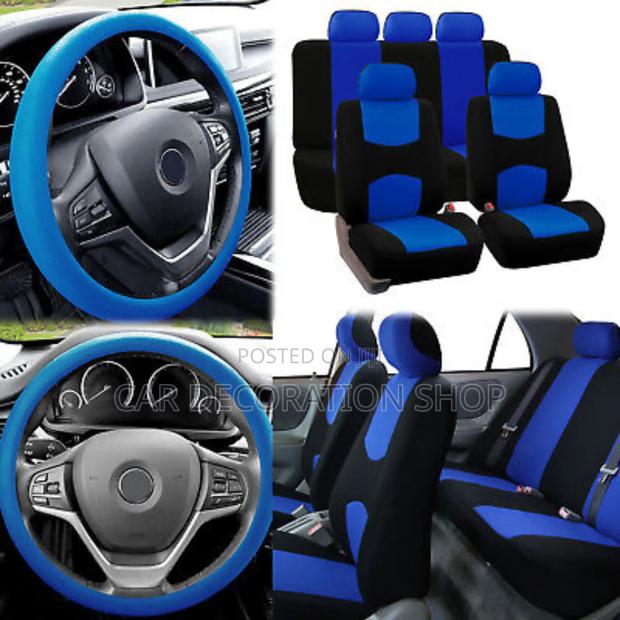 Blue Black Polyester Seat Covers - main view