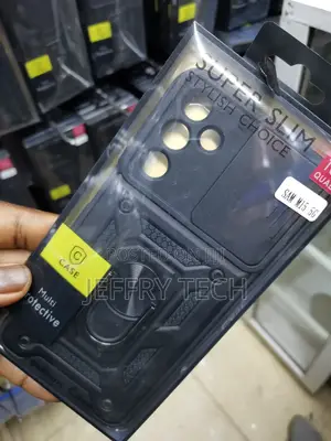 Samsung Galaxy M15 5G Camshield and Ring Stand Case-Black