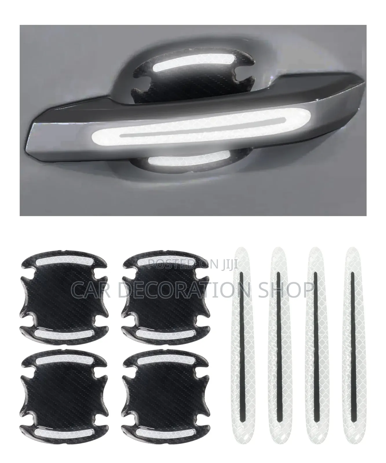 8pc Ca Handle Sticker With Reflective White Color
