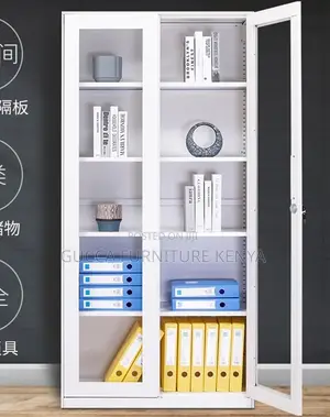 Cabinets: Full-Glass 2-Door Steel Filling Office Cabinet