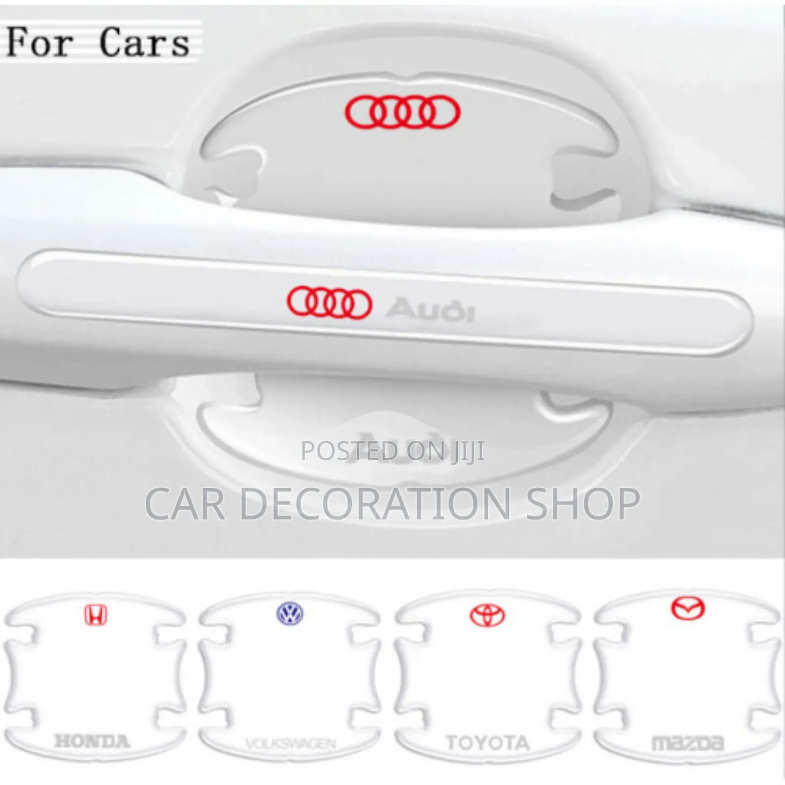 8pc Clear Audi Logo Antiscratch Handle Bowl Stickers