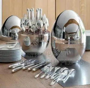 24pcs Silver Egg Shaped Cutlery Set