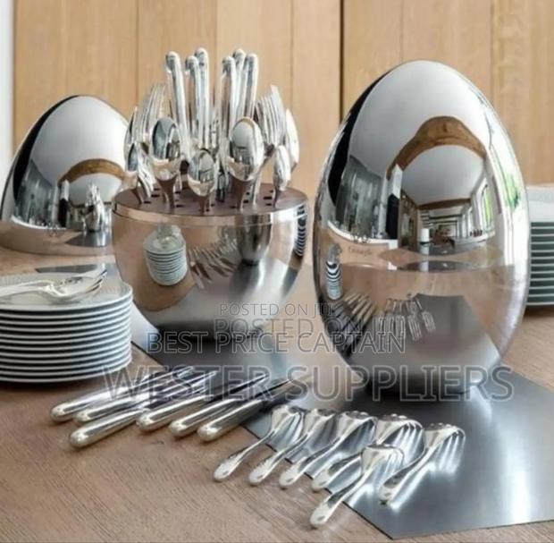 24pcs Silver Egg Shaped Cutlery Set - main view