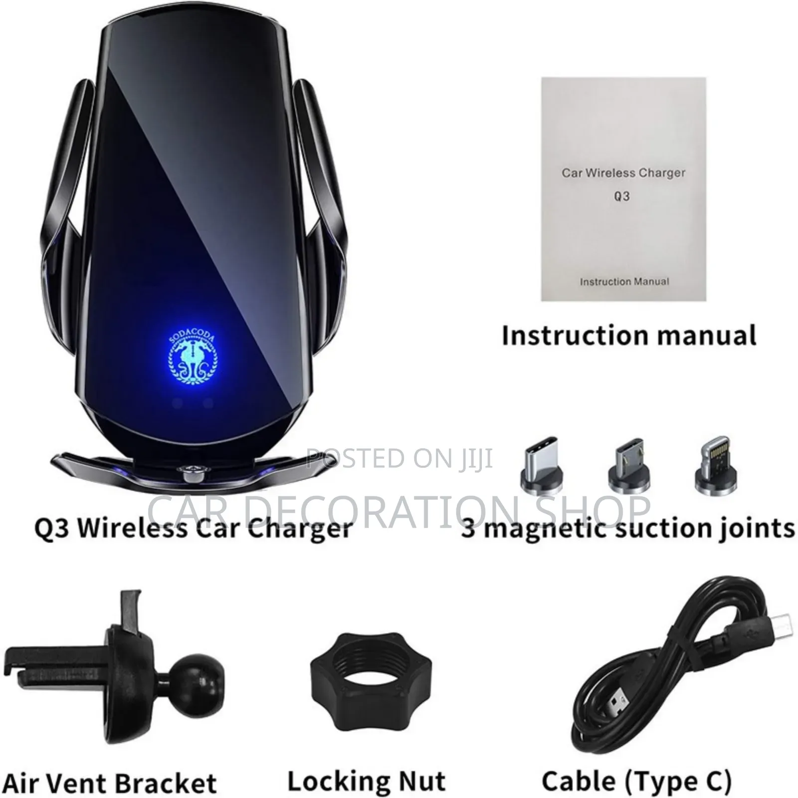 Wireless Car Charger Automatic Sensor Mount Phone Holder
