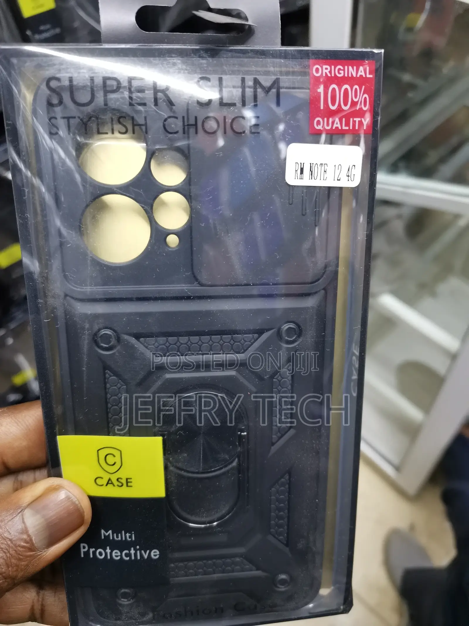 Hard Camshield Case for Redmi Note 12 4g With Ring -Black