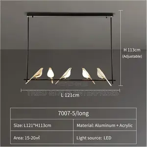 Elegant Golden 5 Bird Hanging Light Cool Daylight Jgf4