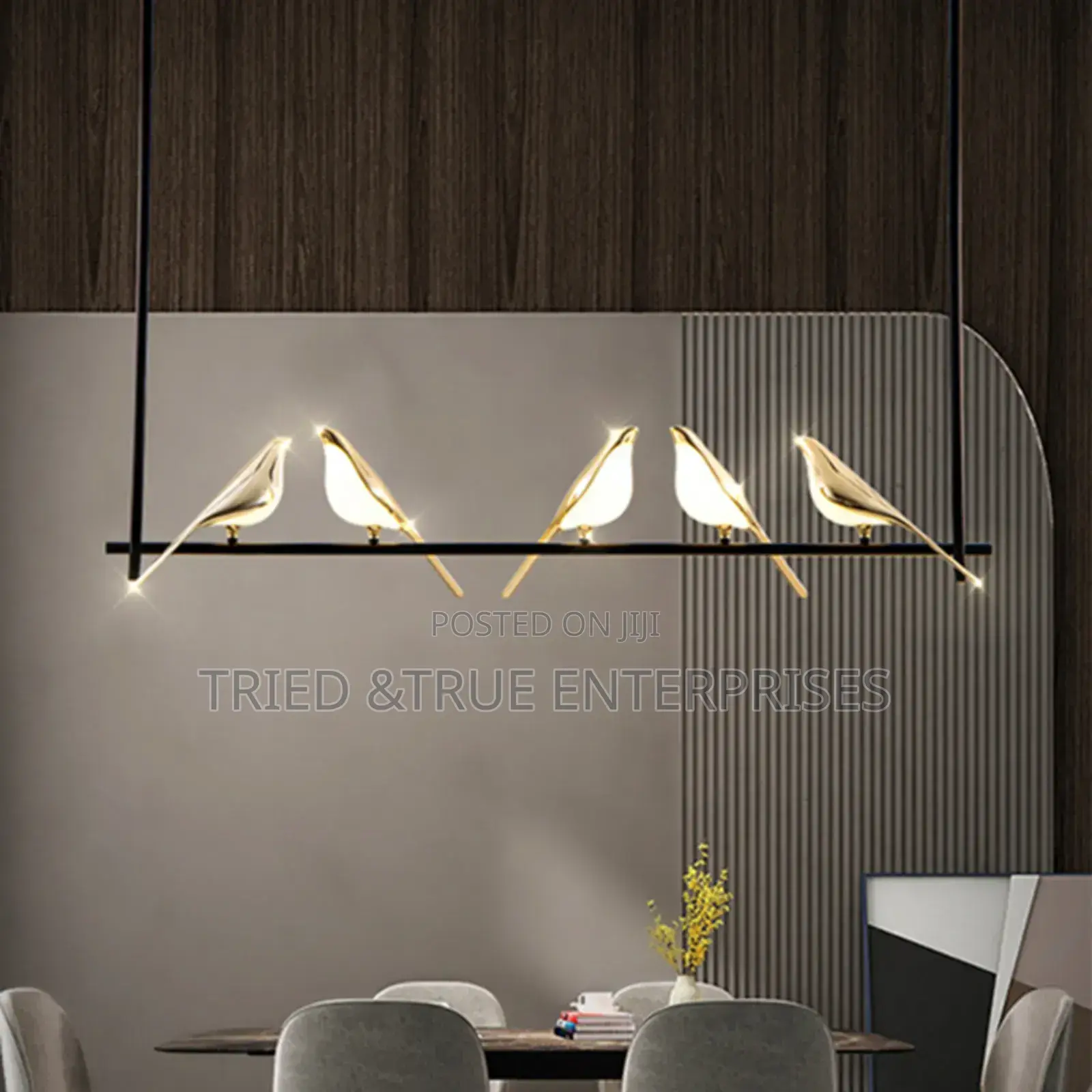 LED Golden 5 Bird Hanging Pendant Light Daylight Tr4ws