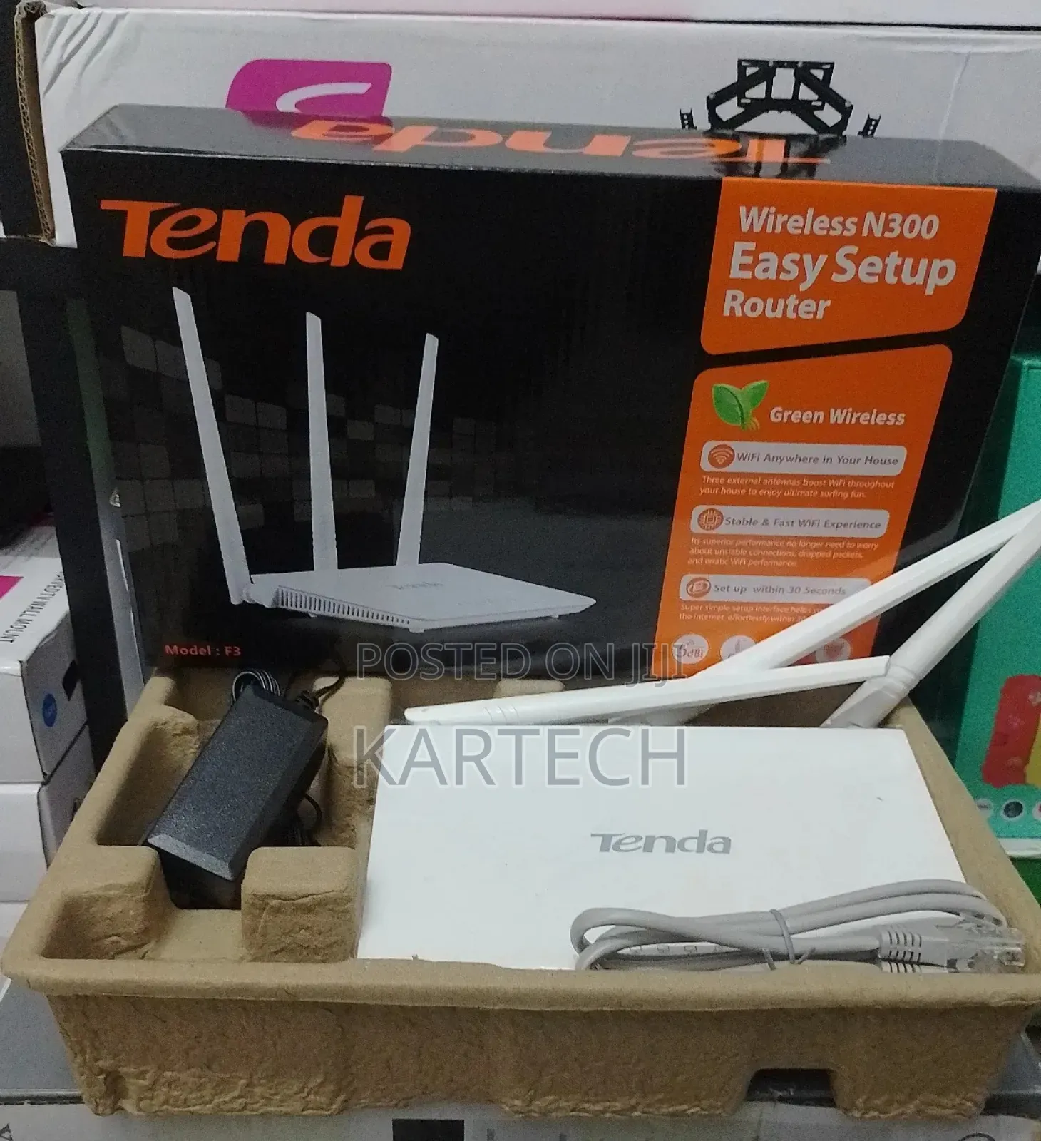 Tenda N300 Wi-Fi Router With High 3, 5dbi Antennas (F3)