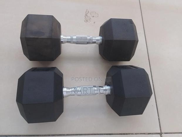 10kg Rubber Coated Hexagonal Dumbbells Set
