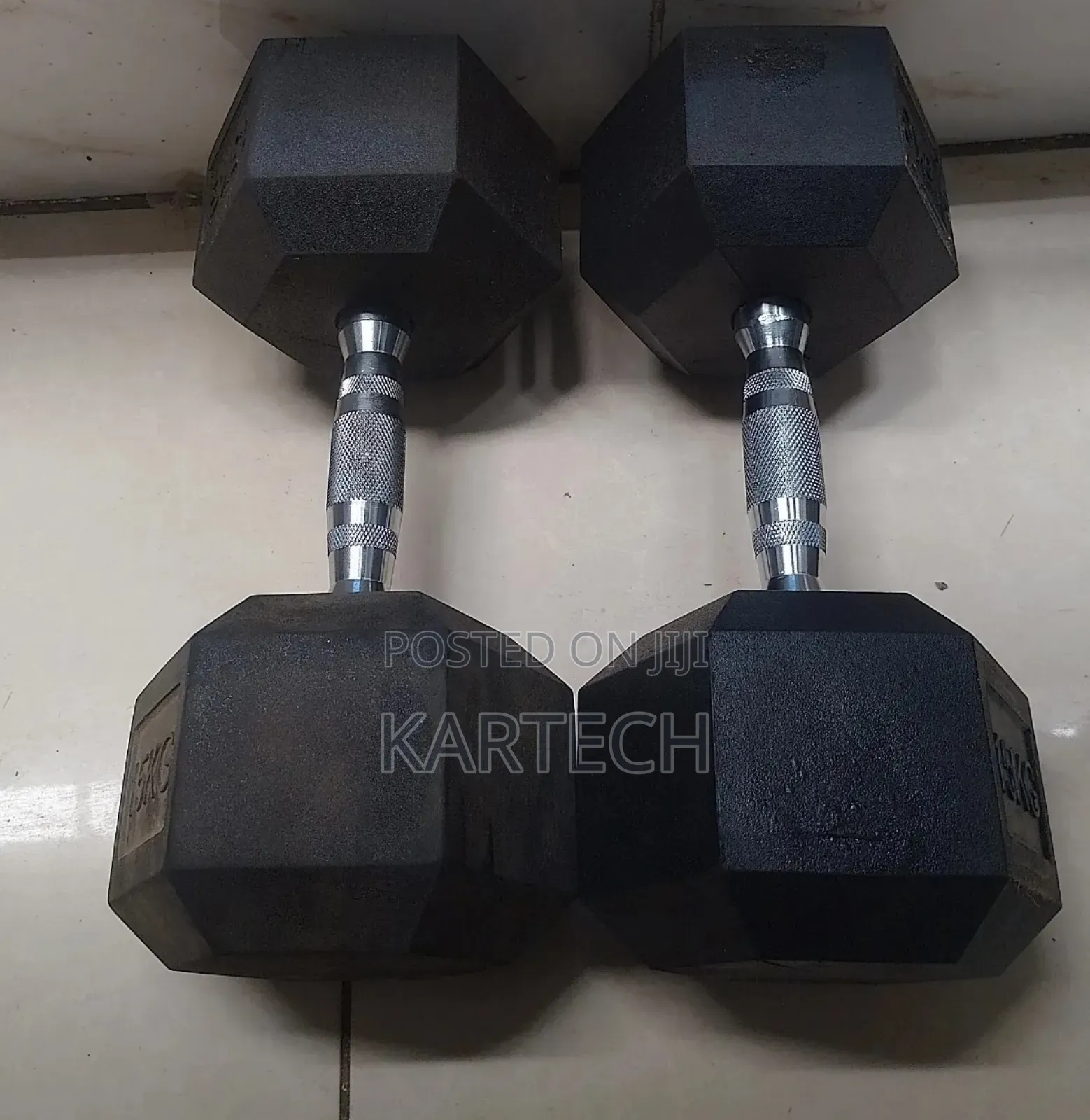 20kg Rubber Coated Hexagonal Dumbbells Set