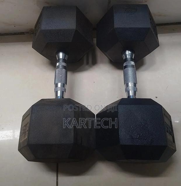 20kg Rubber Coated Hexagonal Dumbbells Set