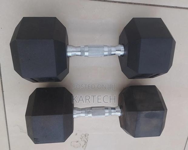 20 Kg Rubber Coated Hexagonal Dumbbells Set
