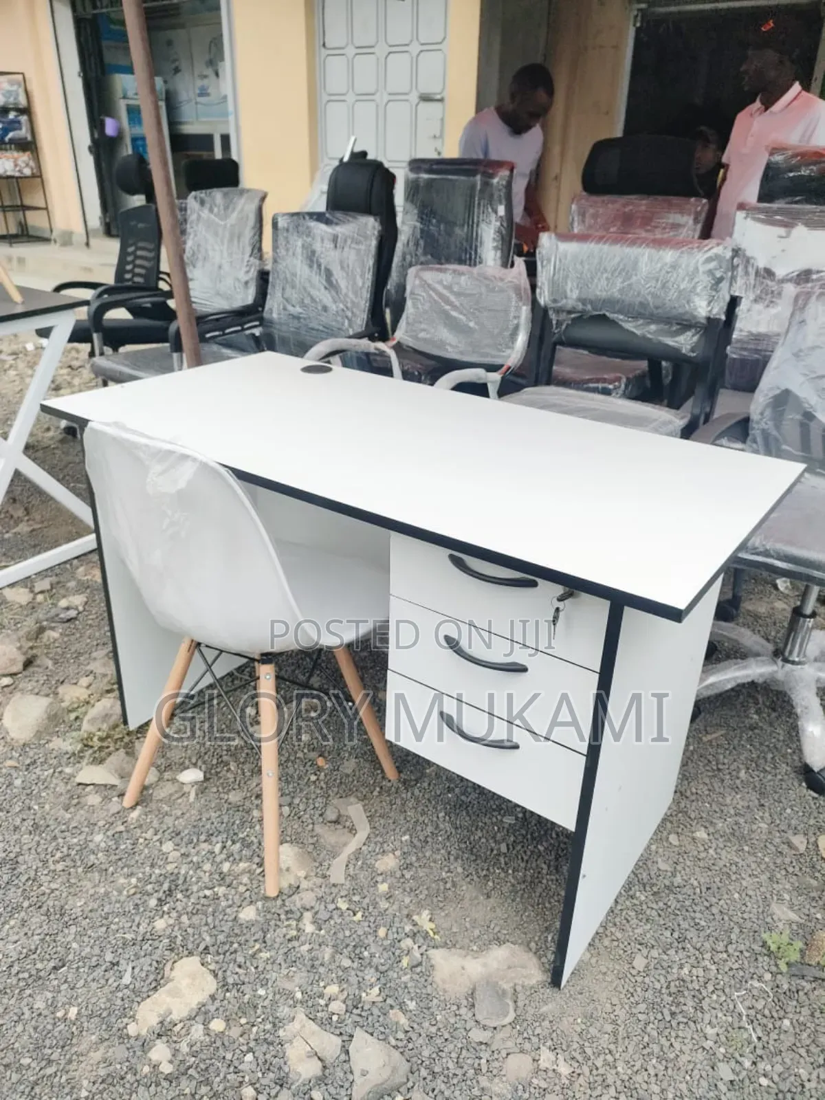 White Office Chairs and Eames Chair Set
