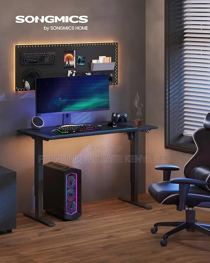 Office Desk: Black Height Electric Adjustable Desk