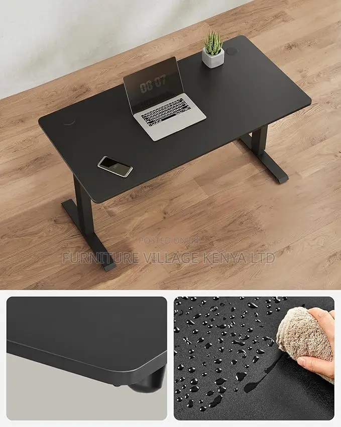 Office Desk: Black Height Electric Adjustable Desk
