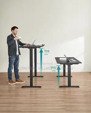 Office Desk: Black Height Electric Adjustable Desk