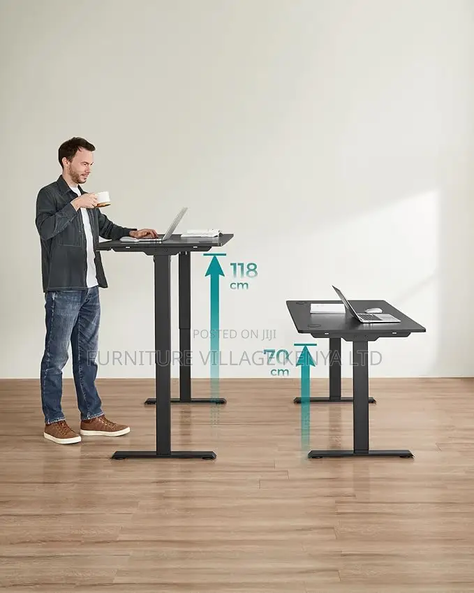 Office Desk: Black Height Electric Adjustable Desk