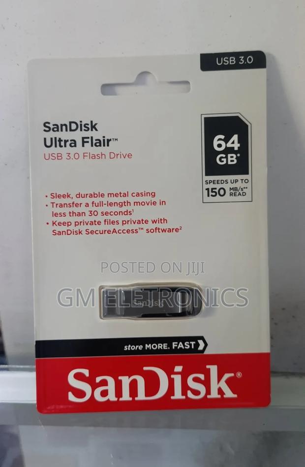 64gb Usb 3.0 Ultra Flair-150mb/S Sleek Metal Case Drive.