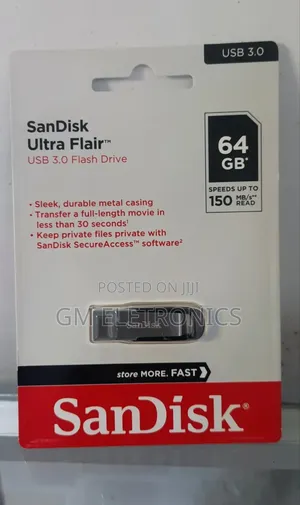 64gb Usb 3.0 Ultra Flair-150mb/S Sleek Metal Case Drive.