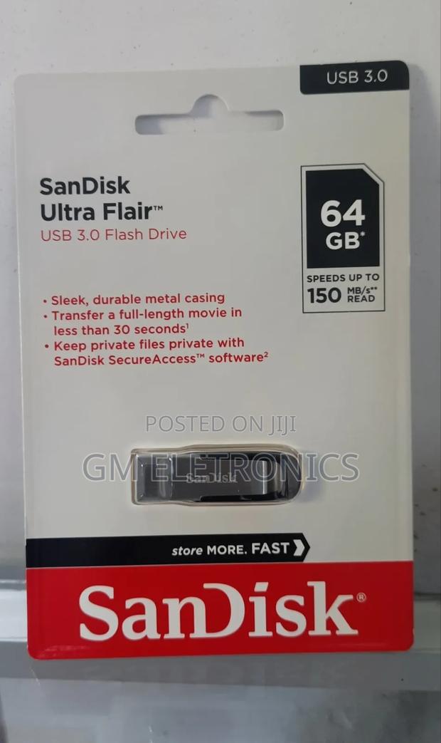 64gb Usb 3.0 Ultra Flair-150mb/S Sleek Metal Case Drive. - thumbnail 2