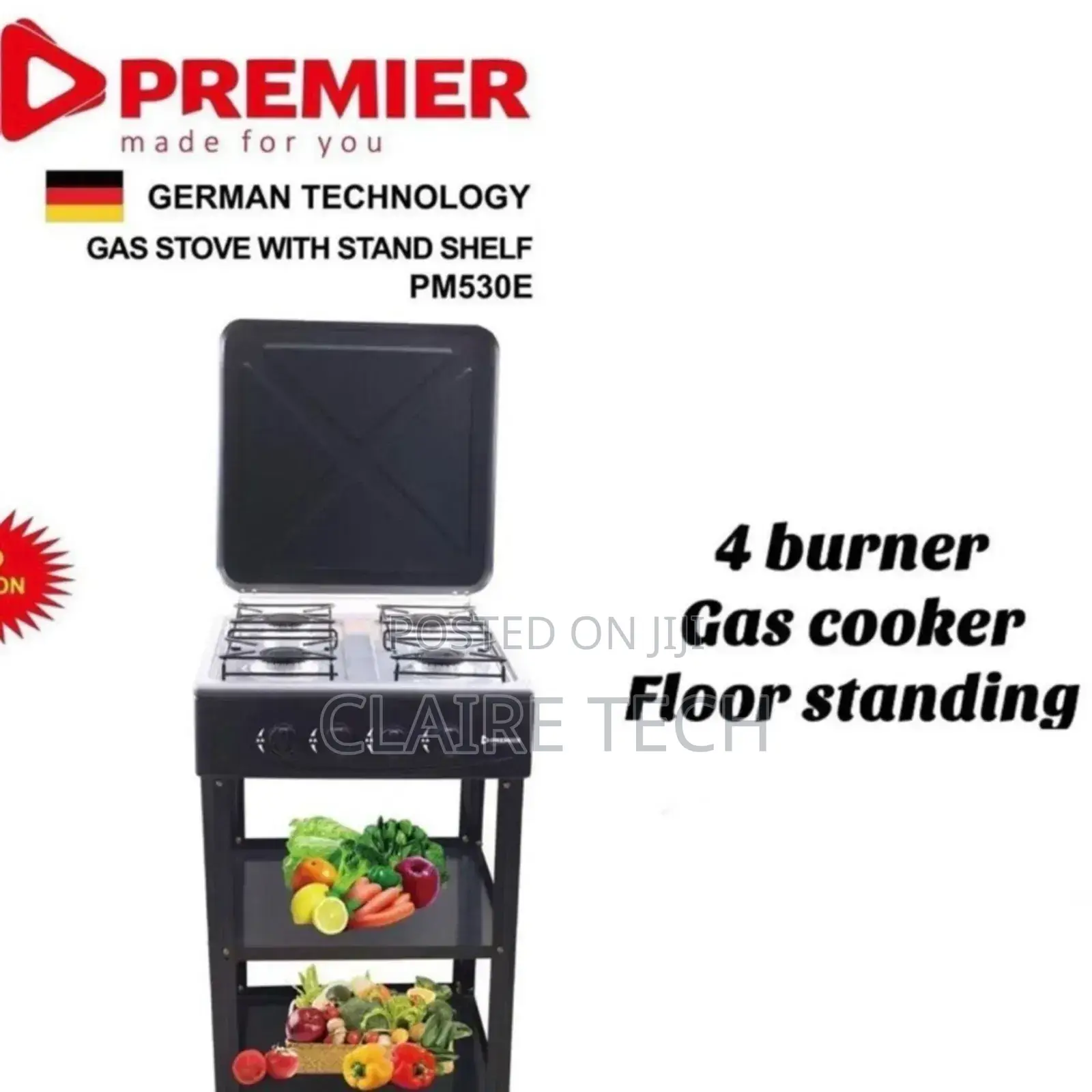 Premier 4 Gas Cooker Full Gas With Shelves (Autoignation)