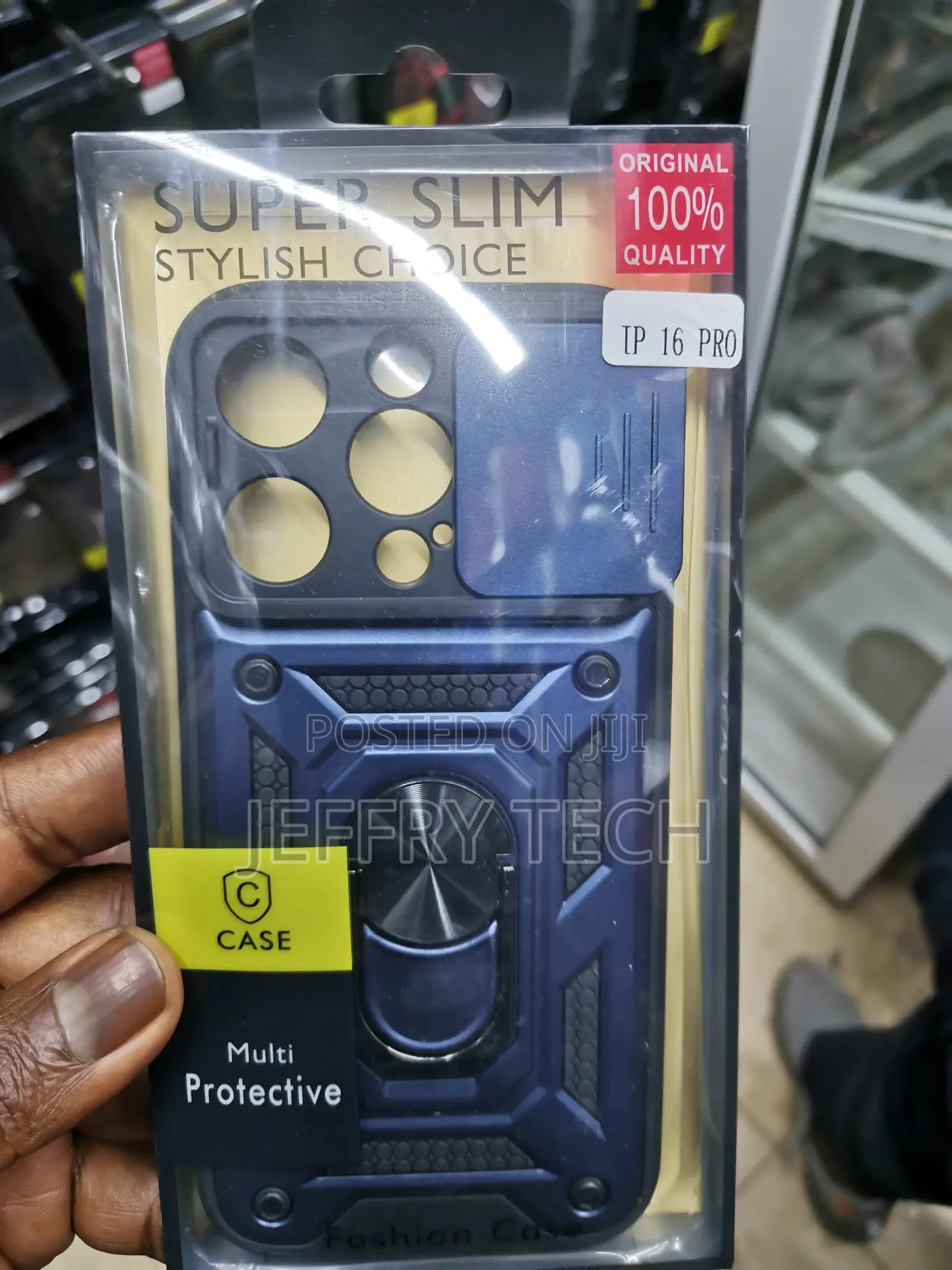 iPhone 16 Pro Camshield Case With Ring Kickstand-Blue