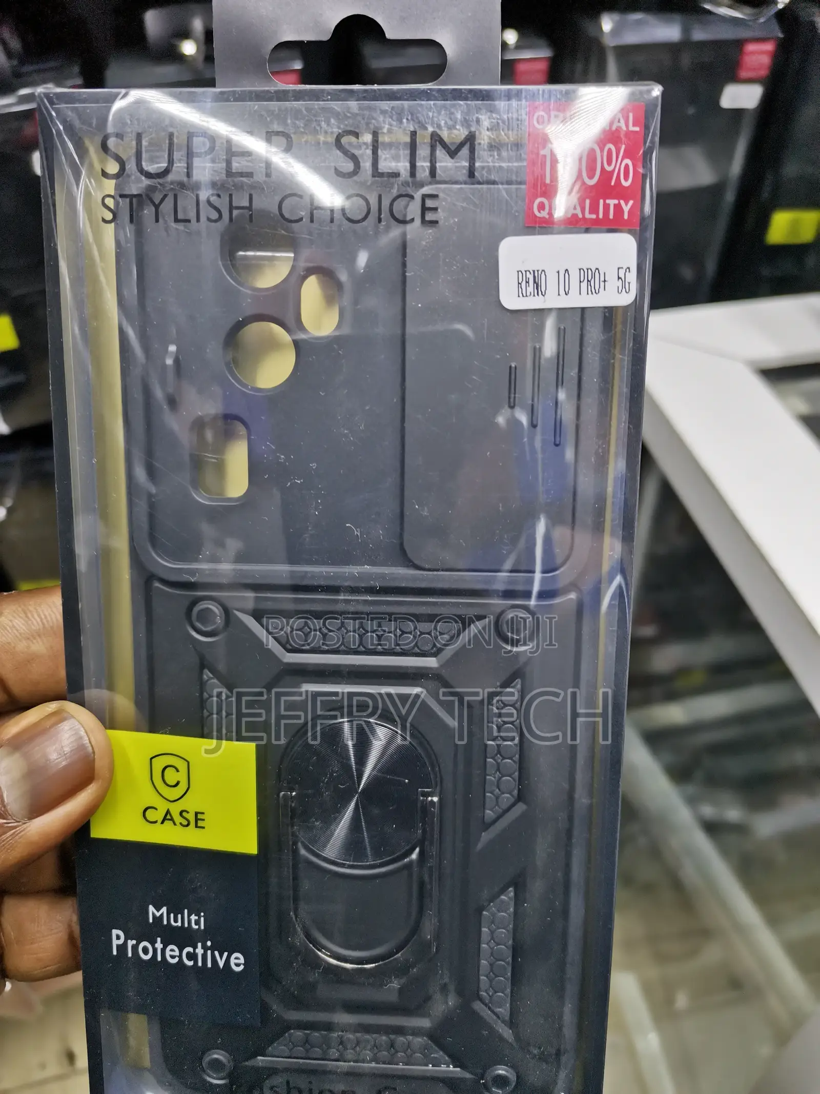 Hard Camshield Case for Oppo Reno 10 Pro+5g With Ring -Black