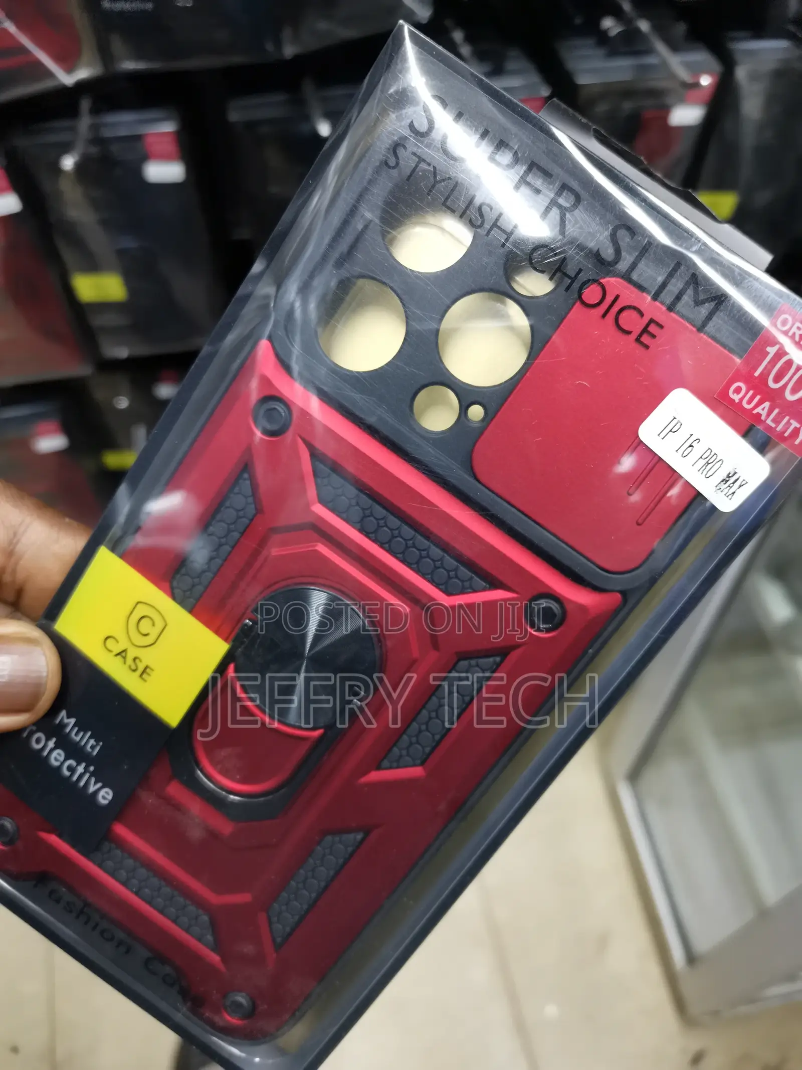 Camshield Case for iPhone 16 Pro Max With Ring Stand-Red
