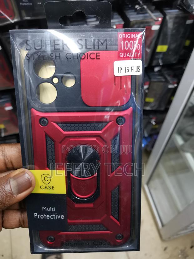 Hard Camshield Case for iPhone 16 Plus With Ring Holder-Red - main view