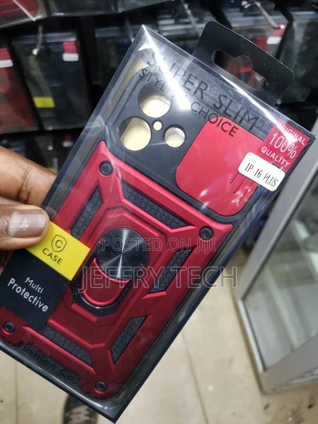 Hard Camshield Case for iPhone 16 Plus With Ring Holder-Red - thumbnail 3