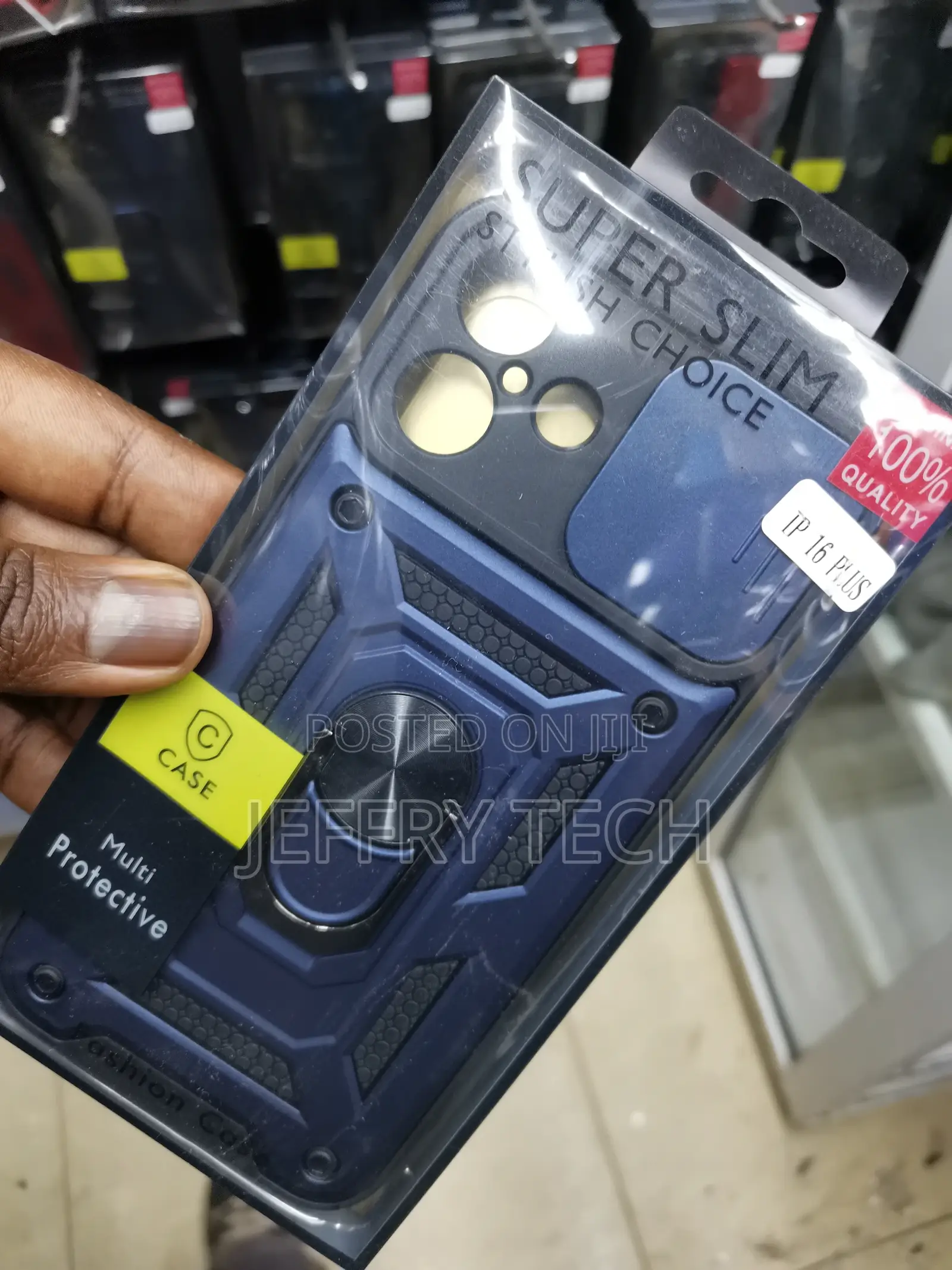 Camshield Hard Case for iPhone 16 Plus With Ring Stand-Blue