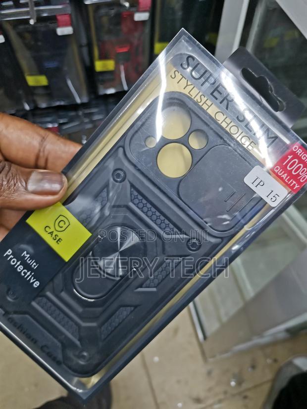 Camshield Hard Case for iPhone 15 Built in Kickstand-Black - thumbnail 2