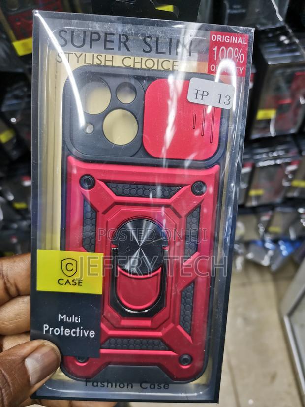 Hard iPhone 13 Case With Kickstand Camera Cover-Red - main view