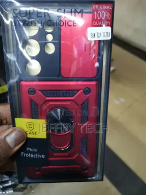 Galaxy S21 Ultra Case With Ring Kickstand,Camshield-Red