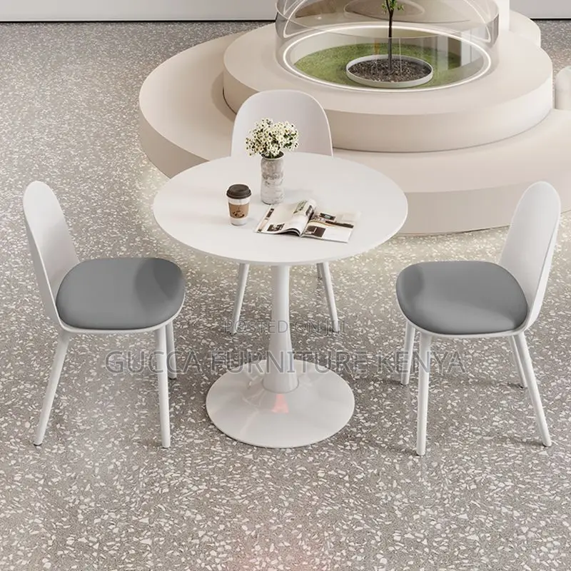Dining Tables: Modish White Engineered Wood Dining Table