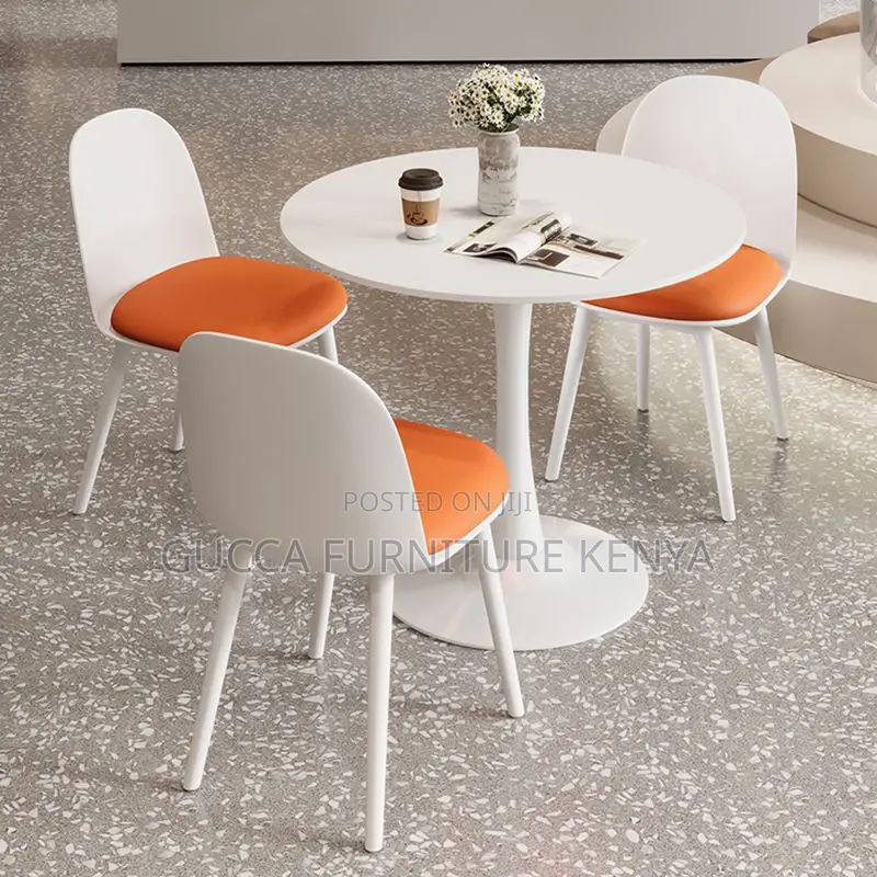 Dining Tables: Modish White Engineered Wood Dining Table