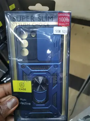 Galaxy S21 Case With Ring Kickstand and Camshield-Blue