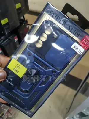 Galaxy S21 Case With Ring Kickstand and Camshield-Blue