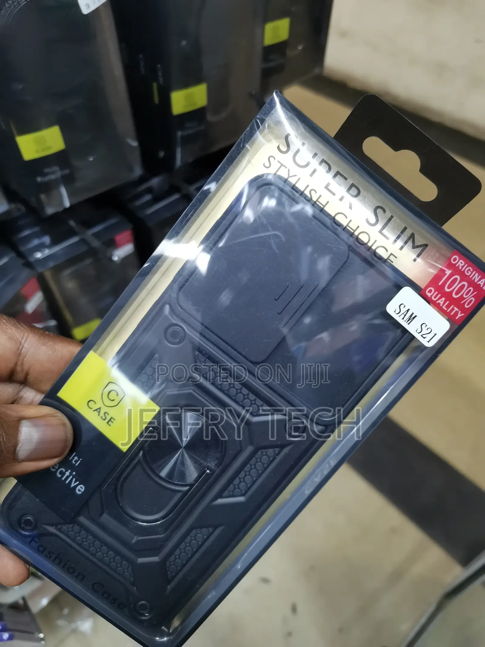 Galaxy S21 Case With Ring Kickstand and Camshield-Black
