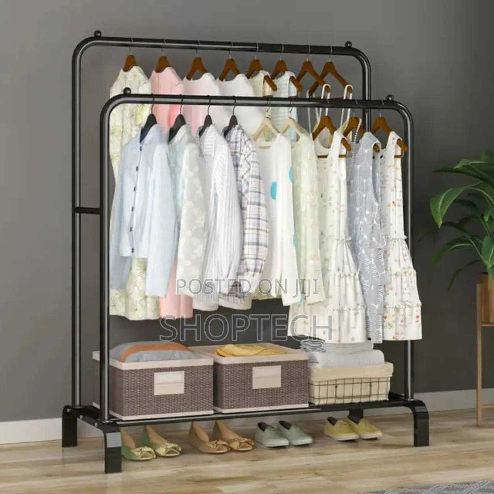Double Pole Shoe Rack With Shoe Rack