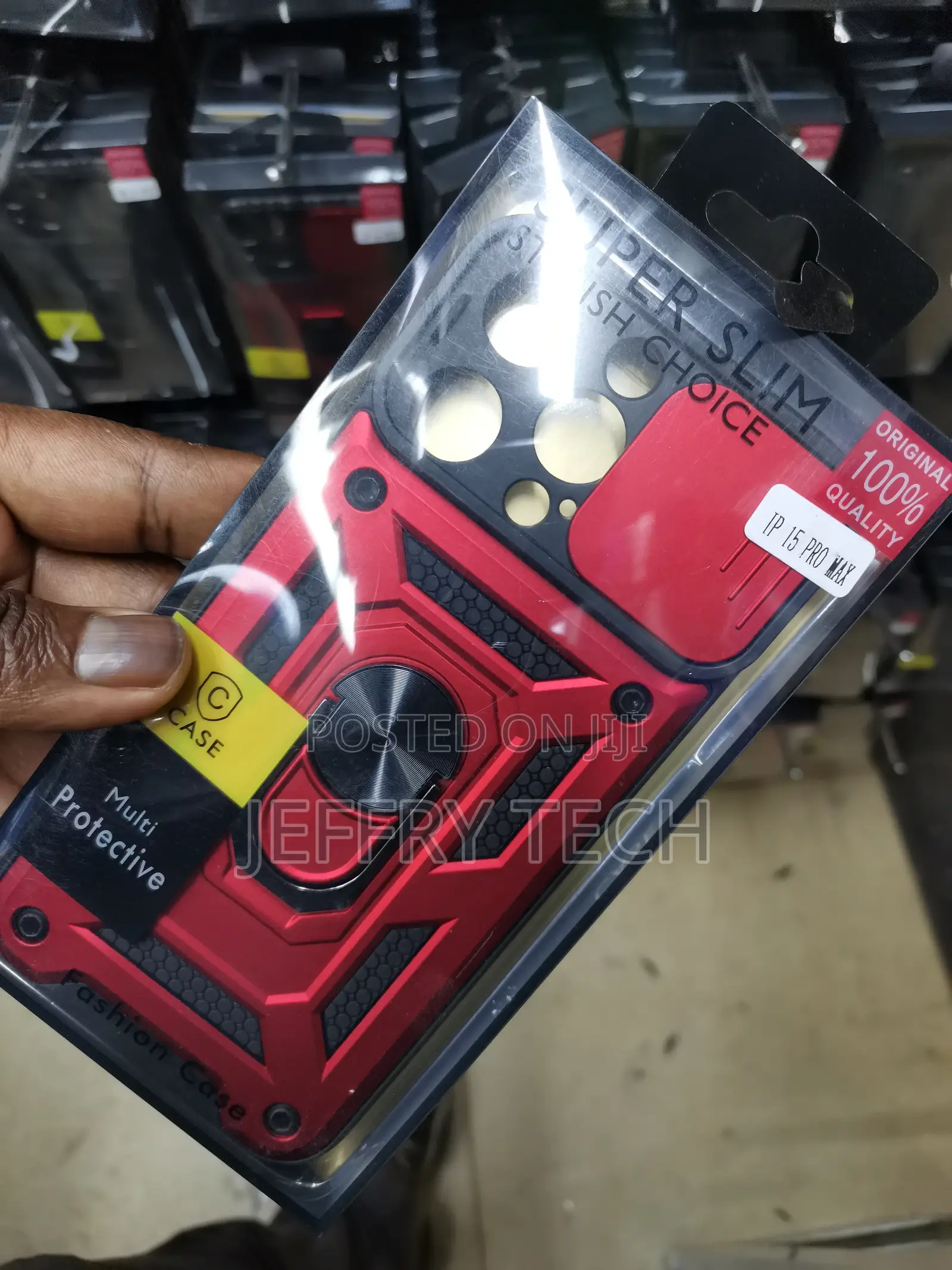 Camshield Hard Case for iPhone 15 Promax With Ring-Red